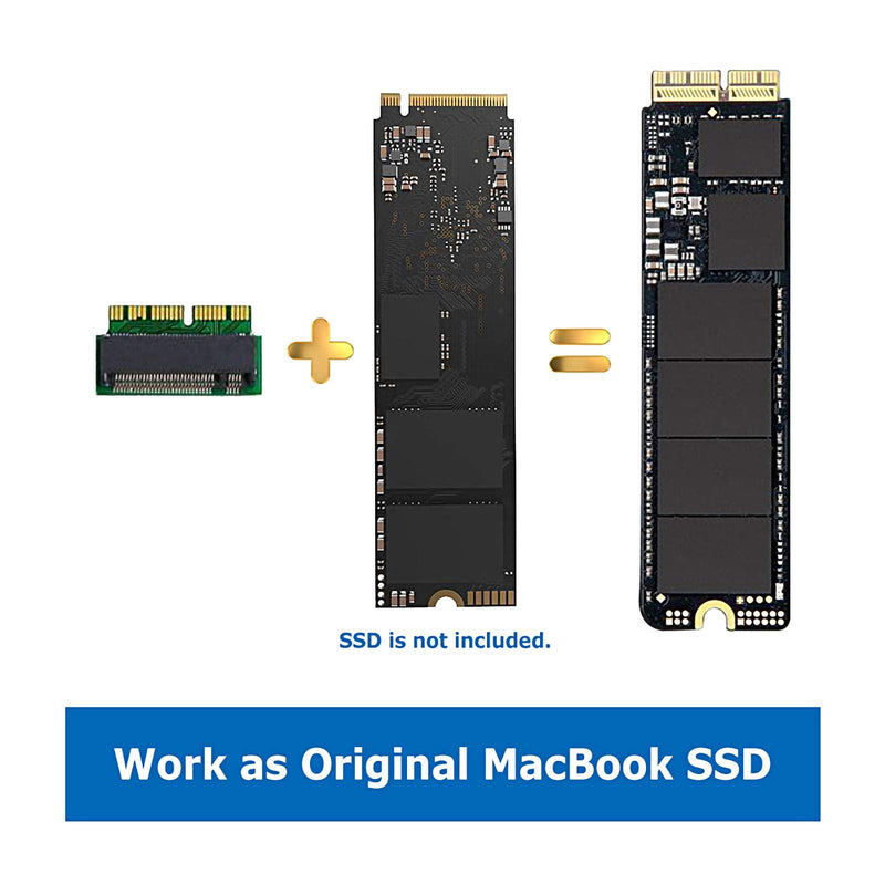 [Australia - AusPower] - M.2 NVME SSD Convert Adapter, 12+16pin M.2 NGFF M-Key SSD Convert Card for MacBook Air Pro Retina Mid 2013 2014 2015 2016 2017, NVME AHCI SSD Upgraded Kit for A1465 A1466 A1398 A1502 Green 