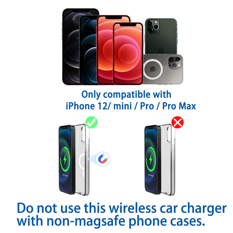 [Australia - AusPower] - Lopnord Magnetic Car Charger Mount, Wireless Car Phone Charging Air Vent Holder Compatible with Mag-Safe iPhone 13/12/12 Pro/12 Pro Max/12 Mini, 360°Rotation Cell Phone Charger Mount for Car 