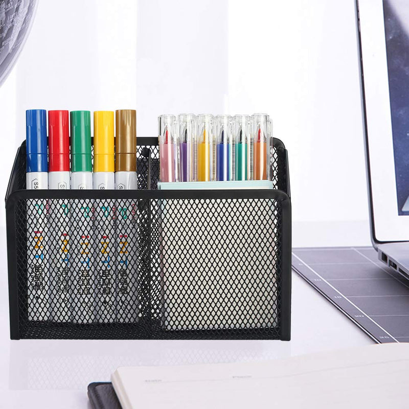 [Australia - AusPower] - Magnetic Pencil Holder - Extra Strong Magnets Mesh Marker Holder Perfect for Whiteboard, Refrigerator and Locker Accessories (2 Baskets, 1 Pack Black) 2 Baskets 