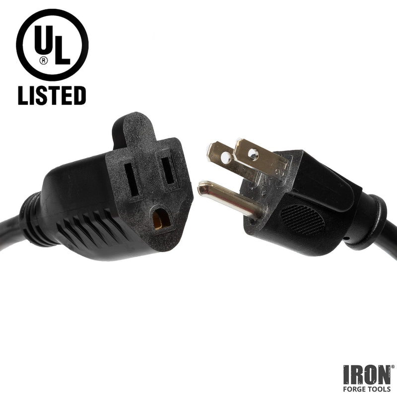 [Australia - AusPower] - 2 Pack of 3 Ft Black Extension Cords - 16/3 SJTW Durable Electrical Cable Set 3 Foot 