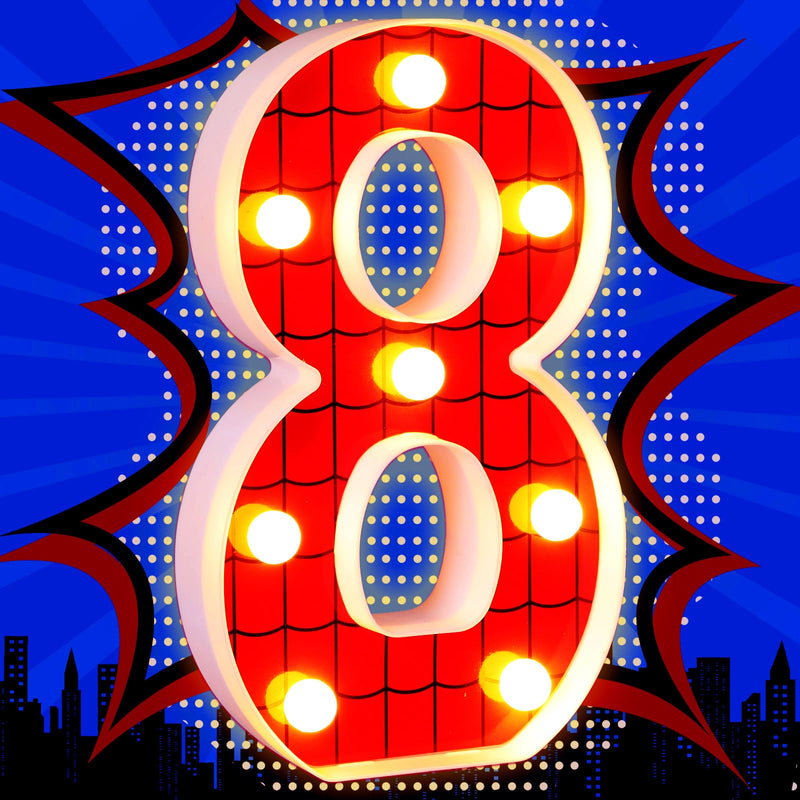 [Australia - AusPower] - VIHOSE Spider LED Number Lights Spider Birthday Decoration Spider Light up Numbers Kids Boy Man Spider Birthday Party Supplies Marquee Night Light for Christmas Gift Birthday Baby Shower(Number 8) Number 8 