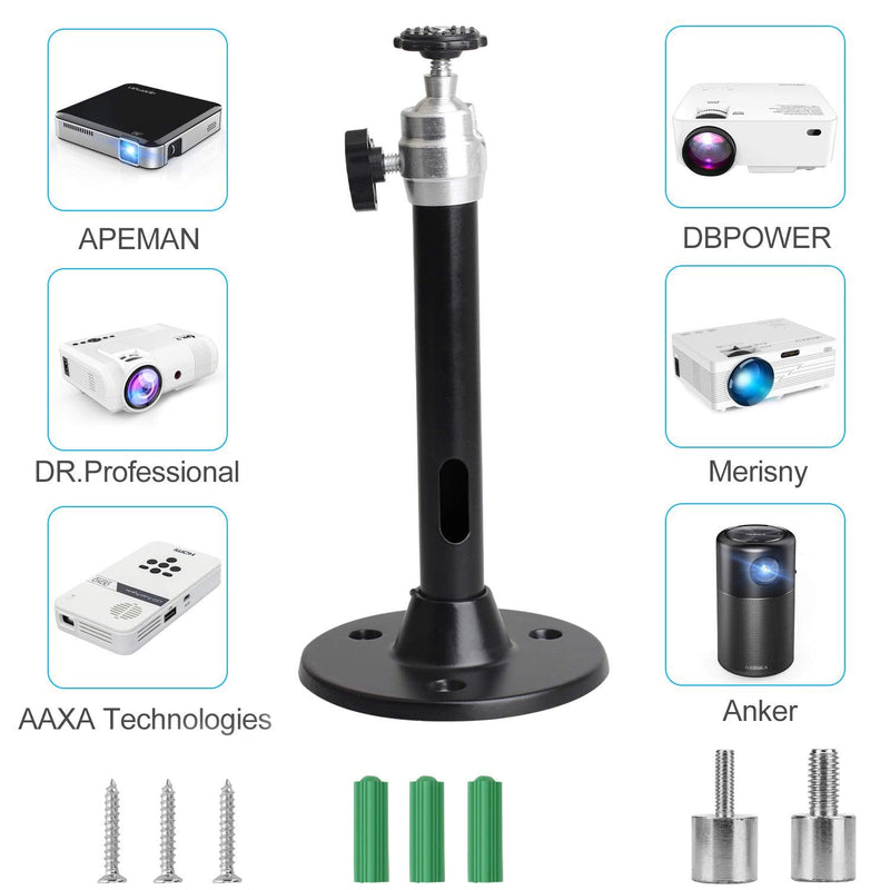 [Australia - AusPower] - YiePhiot Mini Ceiling Wall Projector Mount Stand Compatible with QKK, DR.J, DBPOWER, Anker, VANKYO, AAXA, Jinhoo, PVO, TMY, AuKing and Most Other Mini Projector (175mm, Black) 