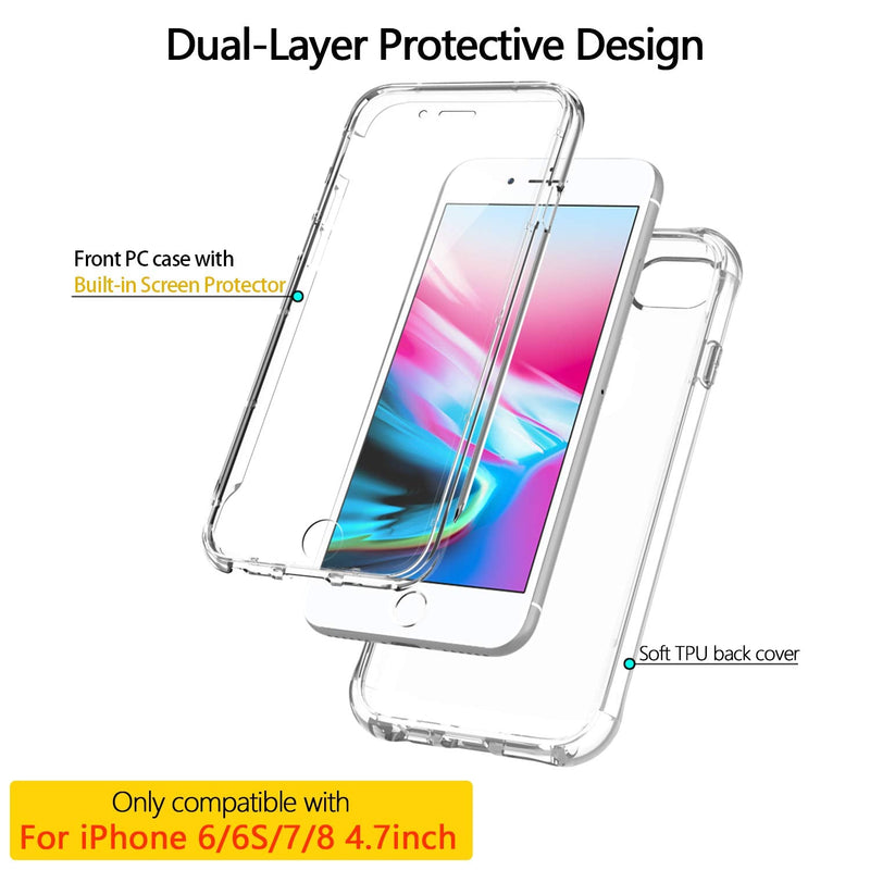 [Australia - AusPower] - SKYLMW iPhone SE 2022/2020 Case, iPhone 7 Case, iPhone 8 Cover, Built-in Screen Protector Shockproof Dual Layer Protective Hard Plastic & Soft TPU Phone Cases for iPhone SE 4.7 inch, Clear Transparent 