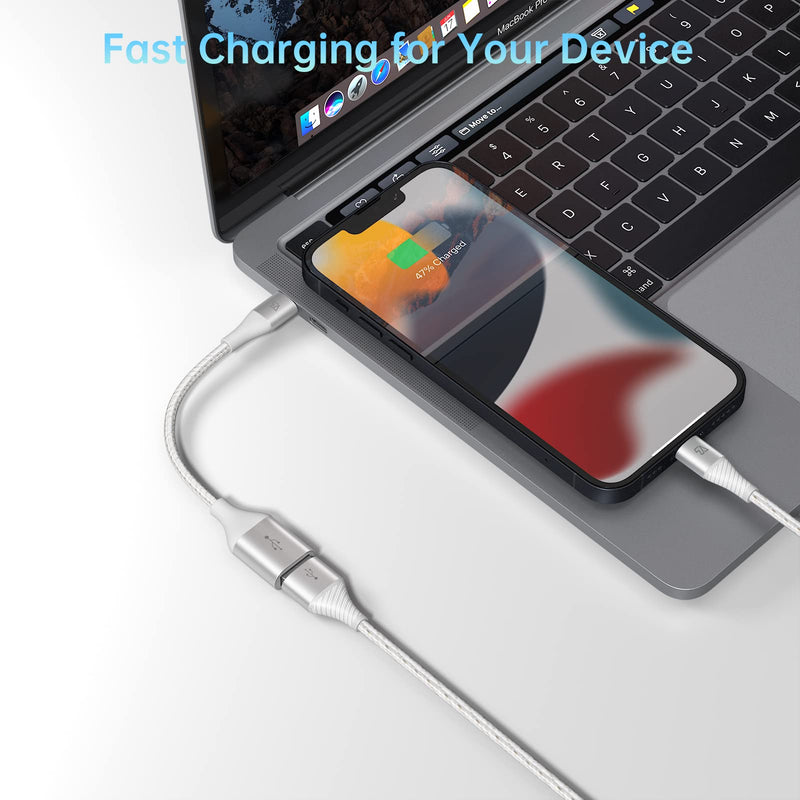 [Australia - AusPower] - Teleadapt Type C to USB Adapter, 10Gbps USB C to USB A Adapter for Galaxy S20/S10/S9, USB C to USB OTG Cable, USB C Male to USB 3.1 Female OTG Adapter Compatible for New MacBook Pro, iPad Air 2020 White Silver 