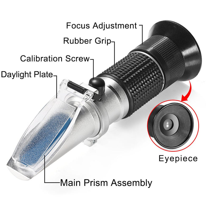 [Australia - AusPower] - 0-90% Brix Meter Refractometer,V-Resourcing Portable Hand Held Sugar Content Measurement for Sugar, Food, Fruit, Beverages Honey 0-90% Brix 