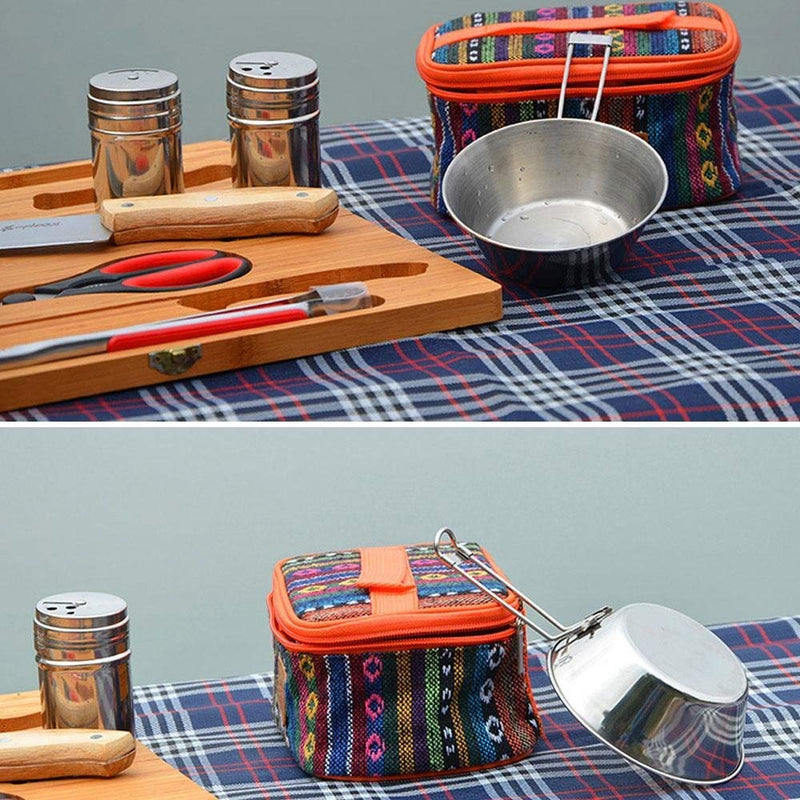 [Australia - AusPower] - Stainless Steel Spice Shaker with Rotating Lids and Travel Bag, Salt And Pepper Shakers Set For Salt Sugar Spice Dry Herb Spice Condiment (6 Pcs ) 