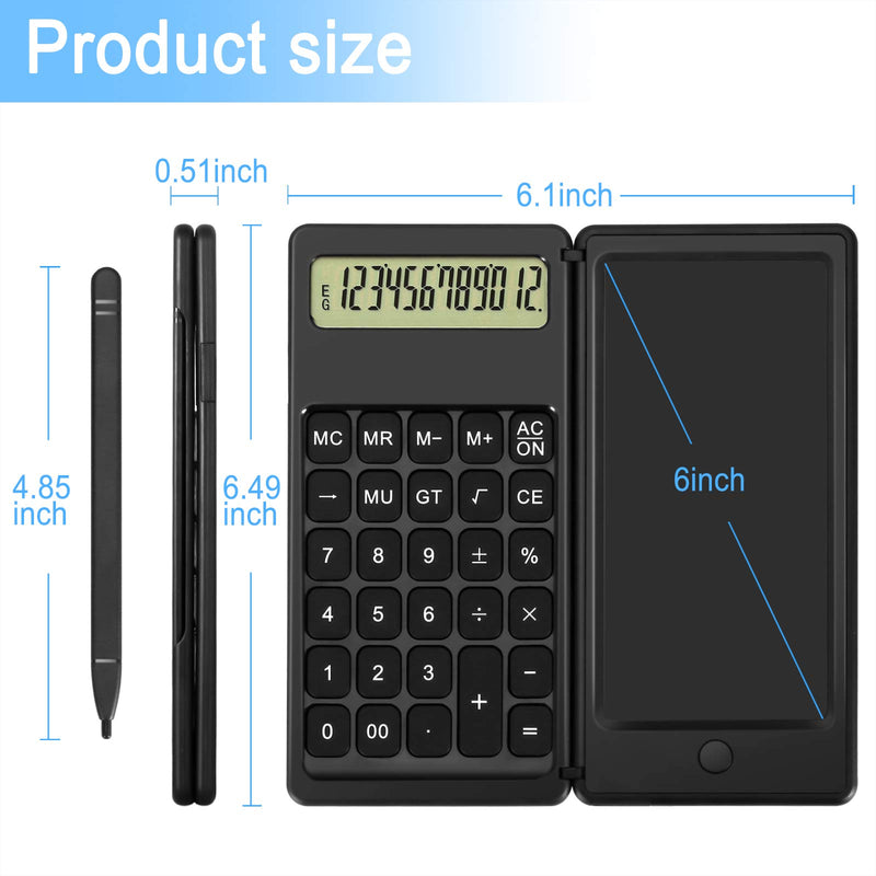 [Australia - AusPower] - Calculator,Aucanla 12-Digit Desk Calculators with Writing Tablet,Premium Desktop Calculator for Office Meeting and Study Black 