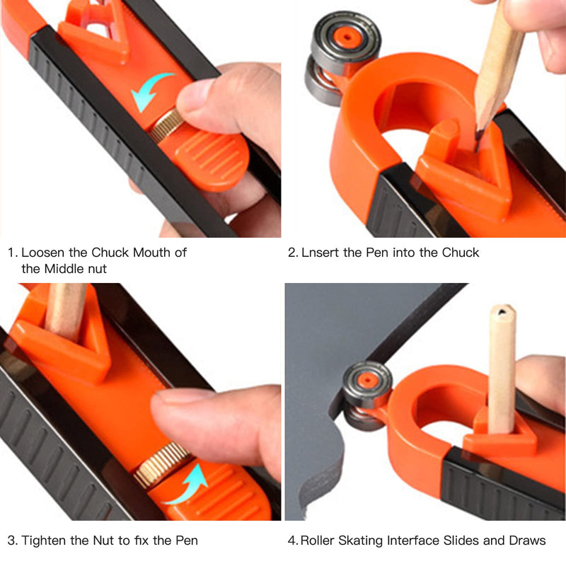 [Australia - AusPower] - Contour Gauge Scribe Profile Tool with 2-Color Pencil and Sharpener, Gadgets for Woodworking, Van Conversion, Construction Carpenter Transfer The Outline onto Your Material with Speed and Accuracy 