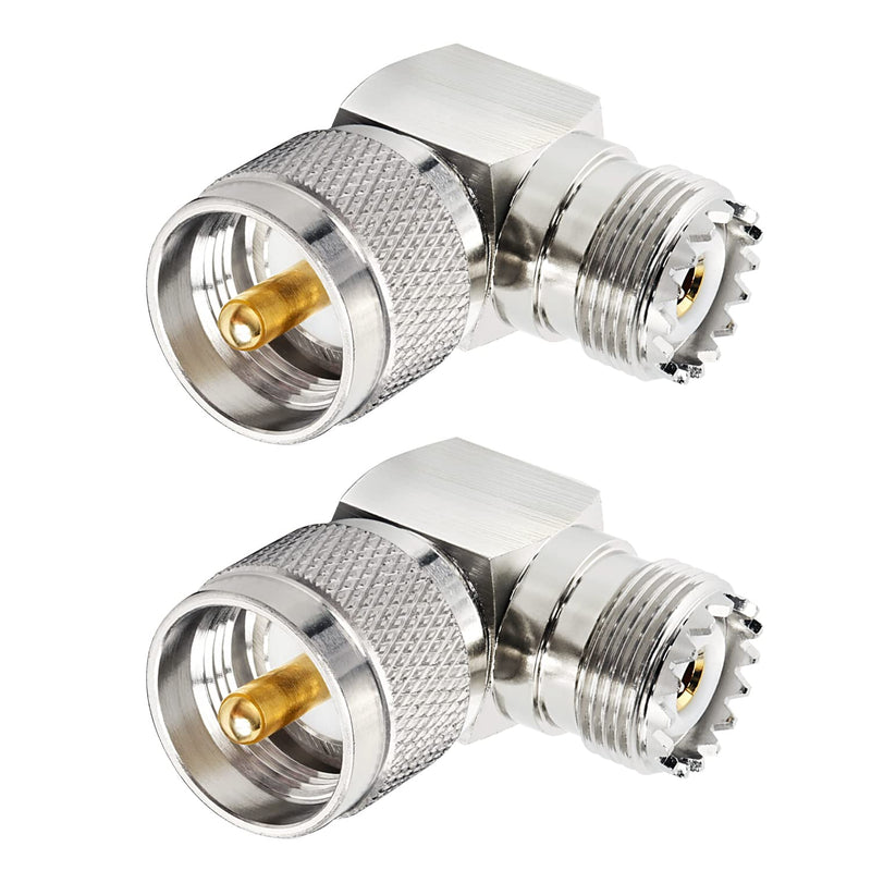 [Australia - AusPower] - MOOKEERF PL259 Male to UHF Female Right Angle Adapter, 2-Pack UHF Male to SO239 Female L Shape 90 Degree RF Coax Connector CB Radio Connectors 