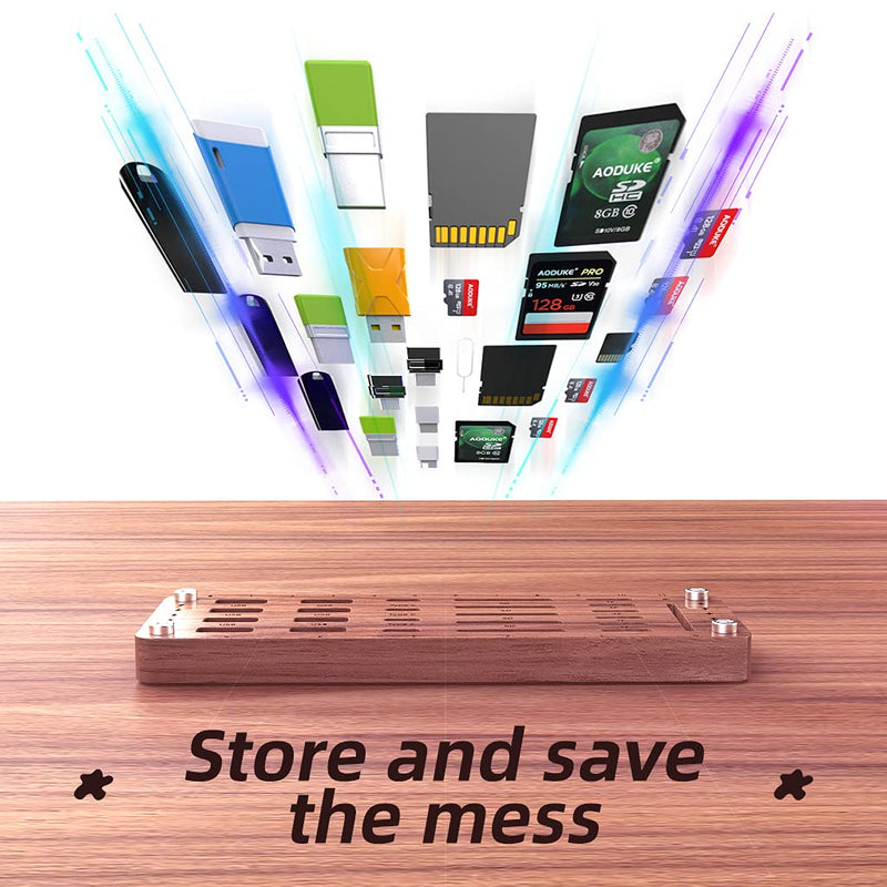 [Australia - AusPower] - FEIFANZHE Wooden Memory TF SD Card Case Box and USB Drive Stand / SD Card Holder Desk,Micro SD Card Case,Memory Card Case, Mobile Card Taking Needle Carrying Case-01M pure walnut wood 