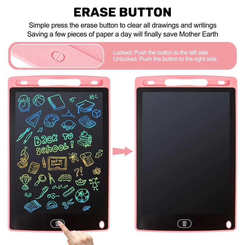[Australia - AusPower] - LCD Writing Tablet, 2 Packs Drawing Pads for Kids 3 4 5 6 Years Old 8.5 Inch Colorful Lines Doodle Scribble Boards Educational Toys for Boys Girls Pink+Blue 