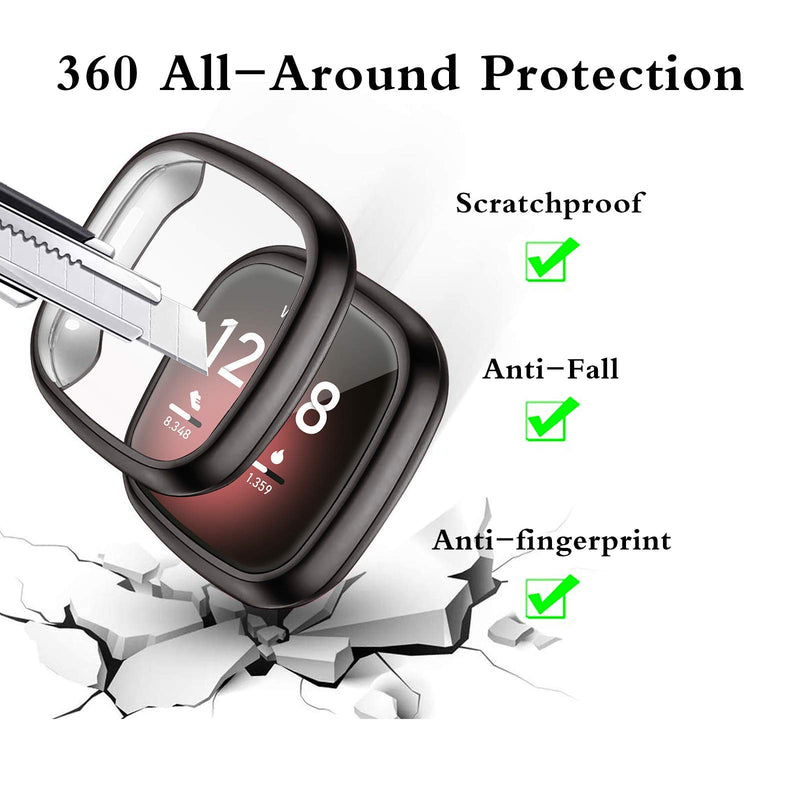 [Australia - AusPower] - Mocodi 8-Pack Screen Protector Case Compatible with Fitbit Sense/Versa 3, TPU Protective Screen Cover Saver Bumper Accessories for Fitbit Sense/Versa 3 Smartwatch 8-color-1 