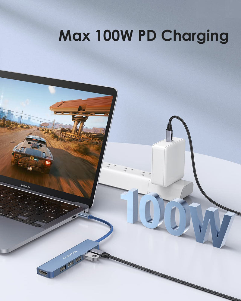 [Australia - AusPower] - LENTION USB C Hub Multiport Adapter with 100W PD Charging, 4K HDMI, USB 3.0 & 2.0 Compatible 2021-2016 MacBook Pro, New Mac Air/Surface, Chromebook, More, Stable Driver Certified (CB-CE17, Blue) 