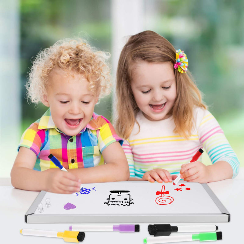 [Australia - AusPower] - White Board Small, Dry Erase Board for Kids, Double Sided, 11 x 14 Inches, Magnetic Whiteboard with 6 Markers, 2 Magnet pins, 4 Tapes and 1 Stand… 11"X14"with Stand 