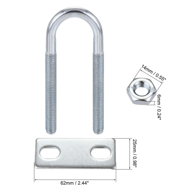 [Australia - AusPower] - uxcell Round U-Bolt 0.98"(25mm) Inner Width 90mm Length Steel M8 with Nut, Plate 1 Set 