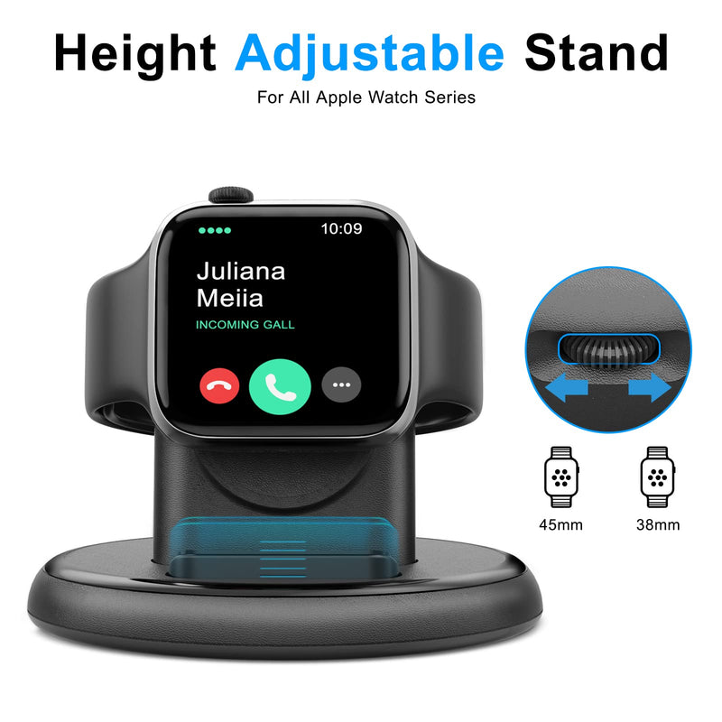 [Australia - AusPower] - GUYARO Charging Stand for Apple Watch, Watch Charger Stand with Charging Cable, Strong Magnetic Wireless Charging Station Compatible with i Watch Series SE/7/6/5/4/3/2/1(45/44/42/40/38 mm) Black 