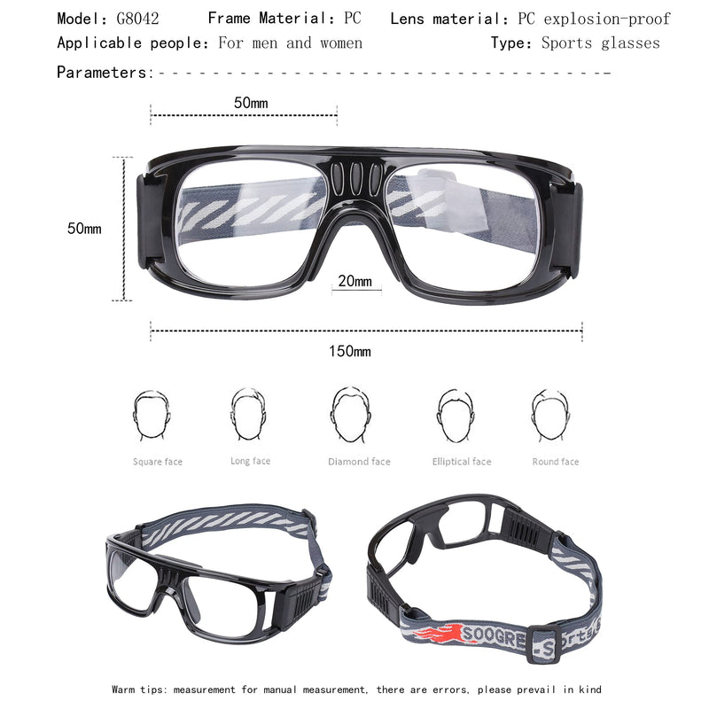 [Australia - AusPower] - Sports Goggles Glasses Men Racquetball Basketball Football Eyewear Protective Glasses Shock Collision Lens Replaceable Black Frame Black Pad 