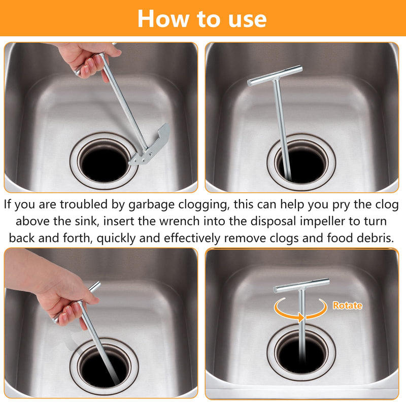 [Australia - AusPower] - Azanxo Garbage Disposer Unjamming Wrench, Compatible With Moen Garbage Disposals, Unclog Kitchen Clean clogging, Silver Garbage Disposal Wrench Tool,Rubbish Disposals for Clearing clogs above the Sink 