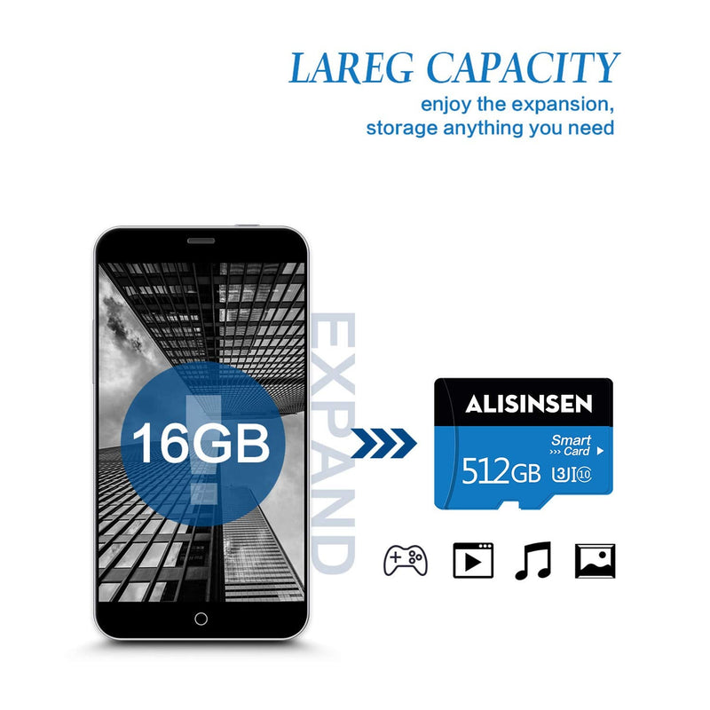 [Australia - AusPower] - Micro SD Card 512GB Memory Card 512GB TF Card High Speed with A SD Card Adapter for Android Smart-Phones,Tablets,Camera,Drone,Dash Cam LH-512GB 