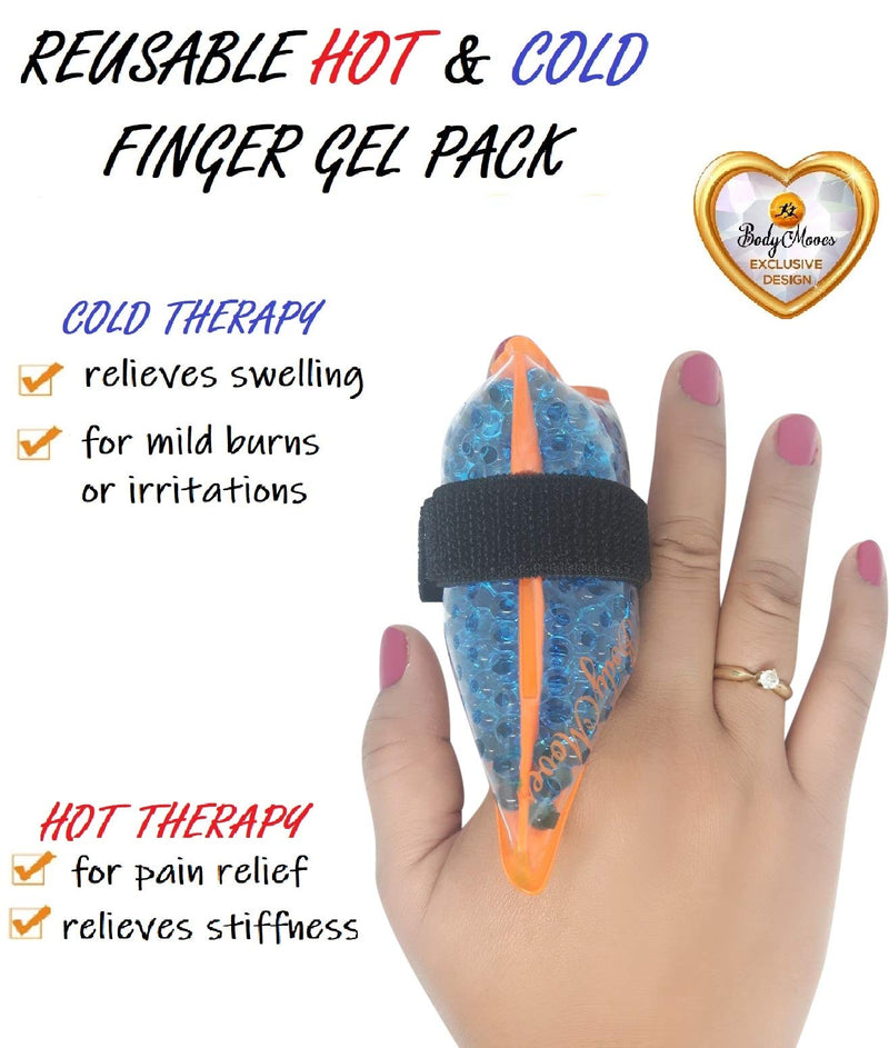 [Australia - AusPower] - BodyMoves Finger Hot and Cold Ice Pack Plus Adult Finger Brace Splint Sleeve Thumb Support Protector Cushion Pressure Safe Elastic Breathable Stabilizers (Midnight Black) Midnight Black 