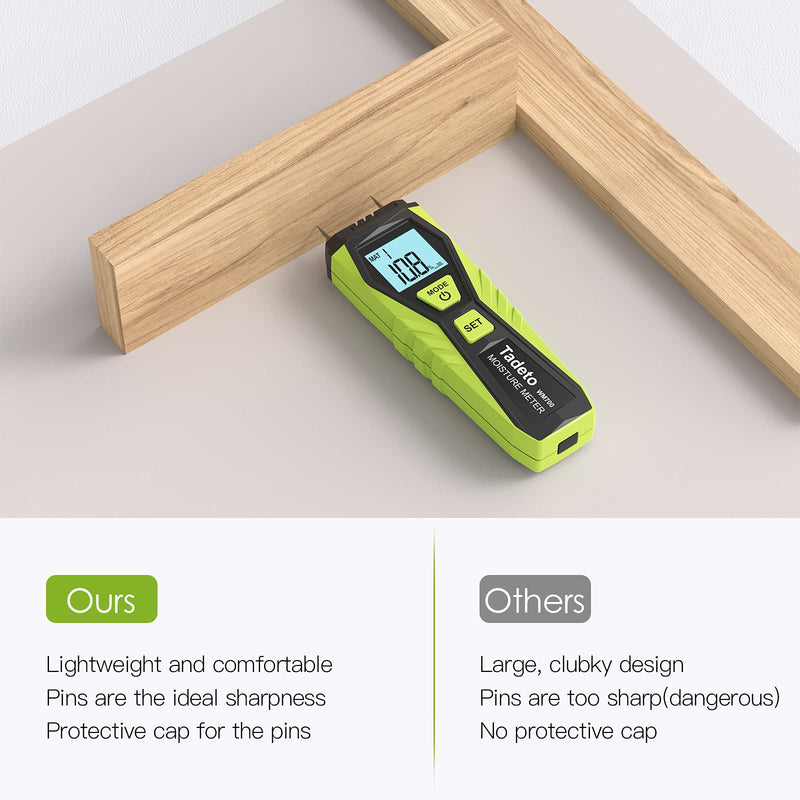 [Australia - AusPower] - Wood Moisture Meter, Tadeto Pin Type Digital Humidity Tester, Moisture Detector for Wood Building Material Firewood Walls Paper Floor with 2 Mode and Backlit 