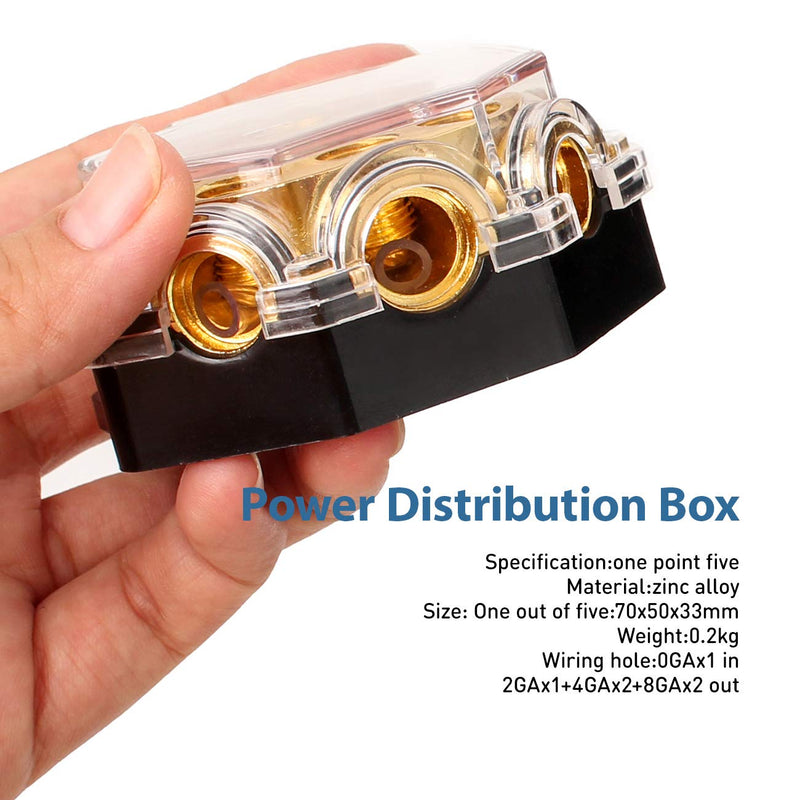 [Australia - AusPower] - JUNPIN HARDWARE Amp Copper Audio Power Distribution Block 0 Gauge AWG in 2/4/8 Gauge AWG 5 Way Out for Audio Splitter Ground Distribution Connecting Block 