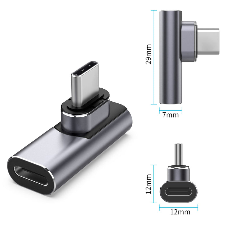 [Australia - AusPower] - AGVEE [1 Pack] USB-C to C Angled 90 Degree Magnetic Adapter, USB4 GEN 3*2 40Gbps Thunderbolt 4/3 PD 100W Type-C Magnet Power Fast Charging Converter, 8K@60Hz Video Connector for MacBook Laptop, Gray 