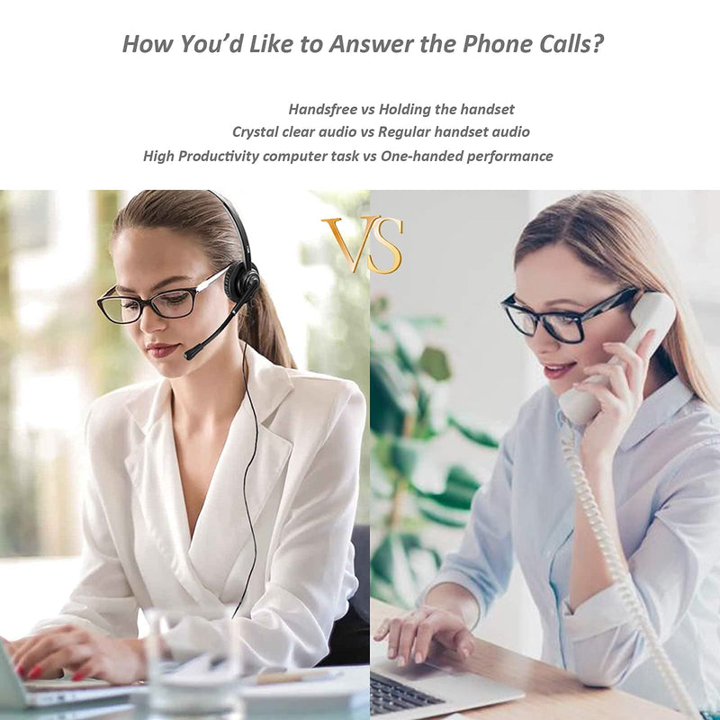 [Australia - AusPower] - RJ9 Telephone Headset with Microphone Noise Cancelling for Office Phones Corded Desk Phone Headset for Landline Plantronics Altigen Polycom Gigaset Avaya Aastra AudioCodes Toshiba Fanvil Nortel etc 