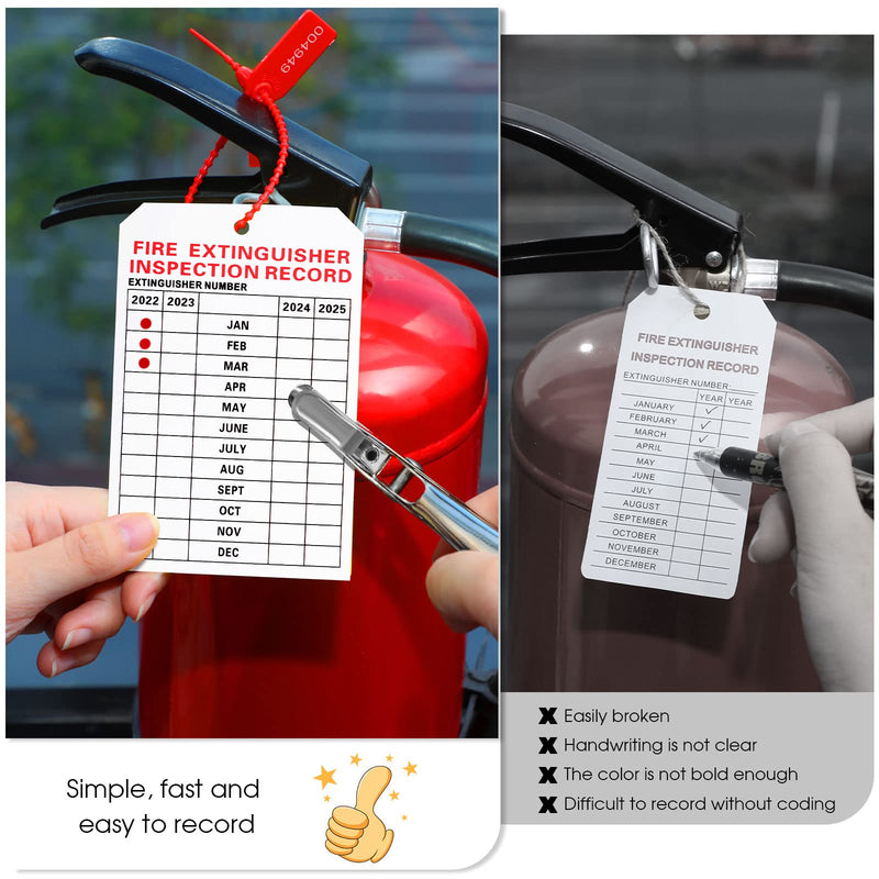 [Australia - AusPower] - 101 Pieces Monthly Fire Extinguisher Inspection Tags 2022 Maintenance Tags and Plastic Tamper Seals Numbered Security Tags with Handheld Hole Puncher (Red, White, 5 x 3.3 Inch) Red, White 
