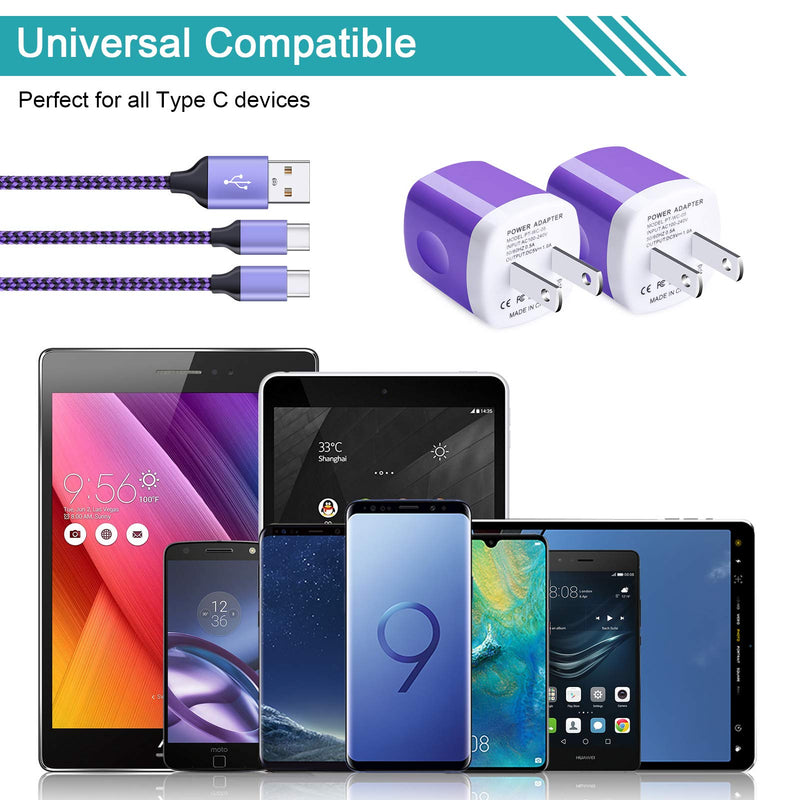[Australia - AusPower] - Fast USB C Wall Charger with Cable Compatible Samsung Galaxy S21/S20 Fe Ultra 5G,S10+,Note20 Ultra 5g A72 A52 A42 A32 5G A51 A11 A12 A31 A21s,Moto,Single Port Wall Plug Block + 3ft Fast Charging Cord B 4 in 1 Purple Wall Charger+ Cable 
