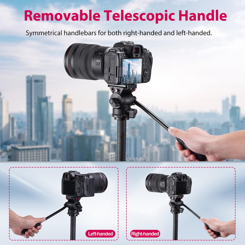 [Australia - AusPower] - ULANZI U210 Tripod Fluid Head, Mini Pan Tilt Head with Handle,Small Panoramic Ball Head with Arca Swiss Quick Release Plate Lightweight Filming Equipment for Compact Camera Loading up to 6.6lb/3kg 