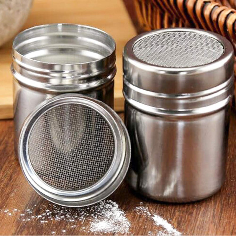 [Australia - AusPower] - Set of 3Pcs Powder Sugar Shaker with Lid,Stainless Steel Fine Mesh Shaker, for Sifter Cocoa,Cinnamon Powder,Icing Sugar,Chocolate Coffee (Small) 3 Small 