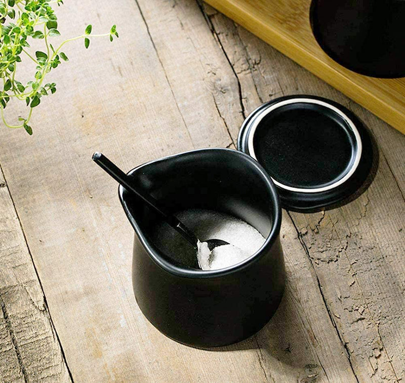 [Australia - AusPower] - 123Arts Multi Ceramic Creamer Pitcher,Sauce Pitcher,Sugar Bowl with Lid And Spoon,9oz Large-9 oz 