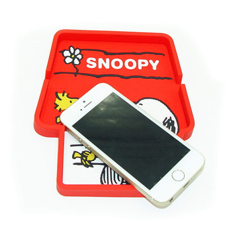 [Australia - AusPower] - Finex One Piece Snoopy and Woodstocks House Shape Car Dashboard Multi-use Anti-Slip Mat for Cell Phone Stand Sunglasses Keys Coins Pen Parking Ticket Small Gadgets Red (1 Piece Snoopy Silicone Mat) 