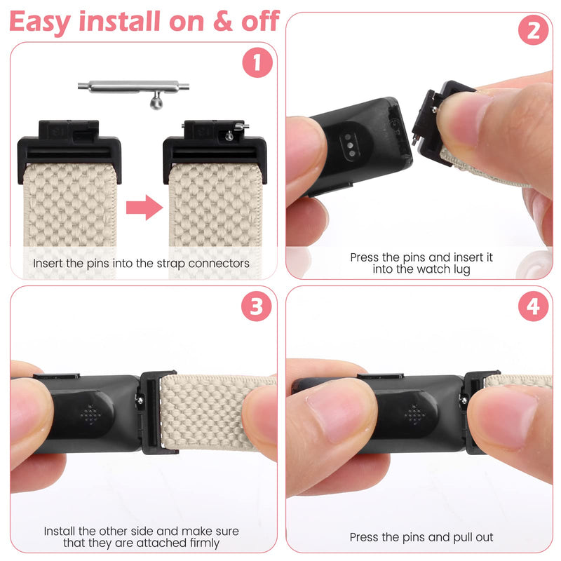 [Australia - AusPower] - Enkic Elastic Watch Band Compatible with Fitbit Inspire 2/ Inspire/Inspire HR,Woven Soft Nylon Sport Breathable Wristband Replacement Straps For Women Men-5Pack Black+Beige+Burgundy+Indigo+Gray 