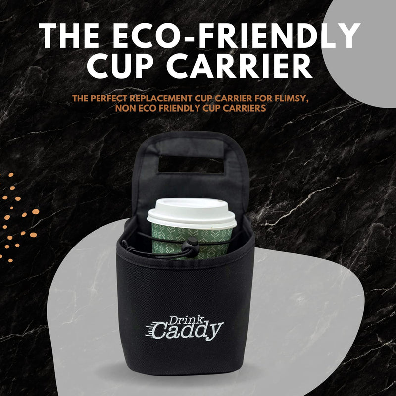 [Australia - AusPower] - Drink Caddy Portable Drink Carrier and Reusable Coffee Cup Holder - 2 Cup Collapsible Tote Bag with Organizer Pockets Safely Secures Hot and Cold Beverages - Perfect for Food Delivery and Take Out 