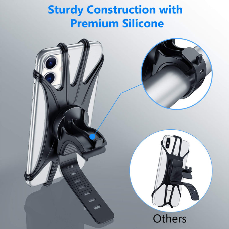 [Australia - AusPower] - Bike Phone Mount, VUP Universal Bike Cell Phone Holder, 360° Rotatable, Silicone Bicycle Phone Mount Compatible with iPhone 13/Pro Max/Pro/mini/12/11/Xs/Max/Xr/X/7/8/Plus, 4.0''~6.7'' Cellphones Black 