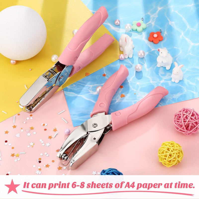 [Australia - AusPower] - 2 Pieces Handheld Hole Paper Punch Metal Single Handheld Paper Punchers Soft-Handled Paper Cutter for DIY Craft Tags Clothing Ticket Scrapbook Tool (Heart and Star Shape Hole) 
