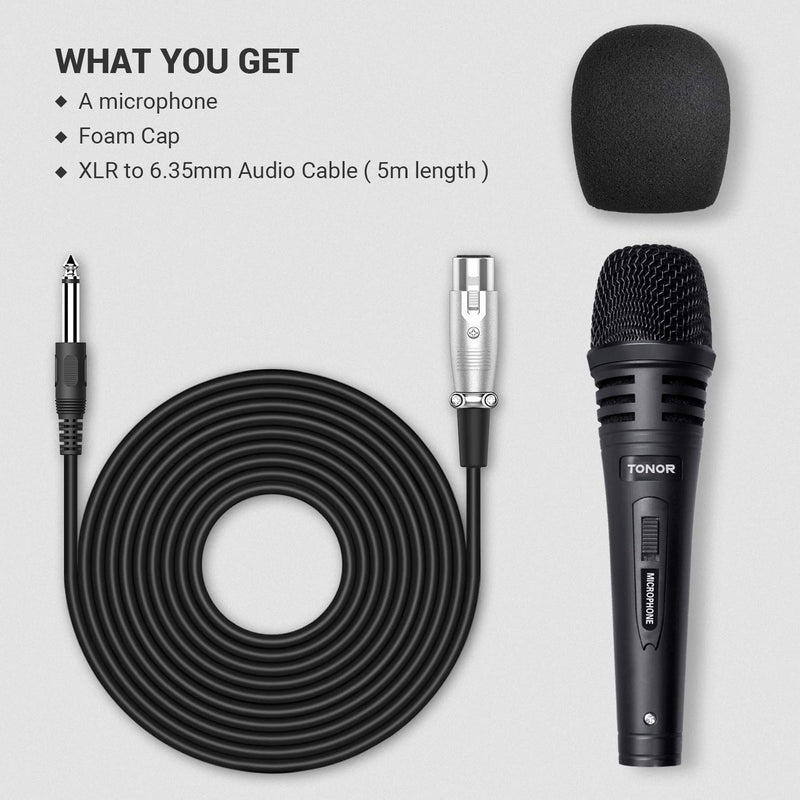 [Australia - AusPower] - TONOR Dynamic Karaoke Microphone for Singing with 16.4ft XLR Cable, Metal Handheld Mic Compatible with Karaoke Machine/Speaker/Amp/Mixer for Karaoke Singing, Speech, Wedding and Outdoor Activity 