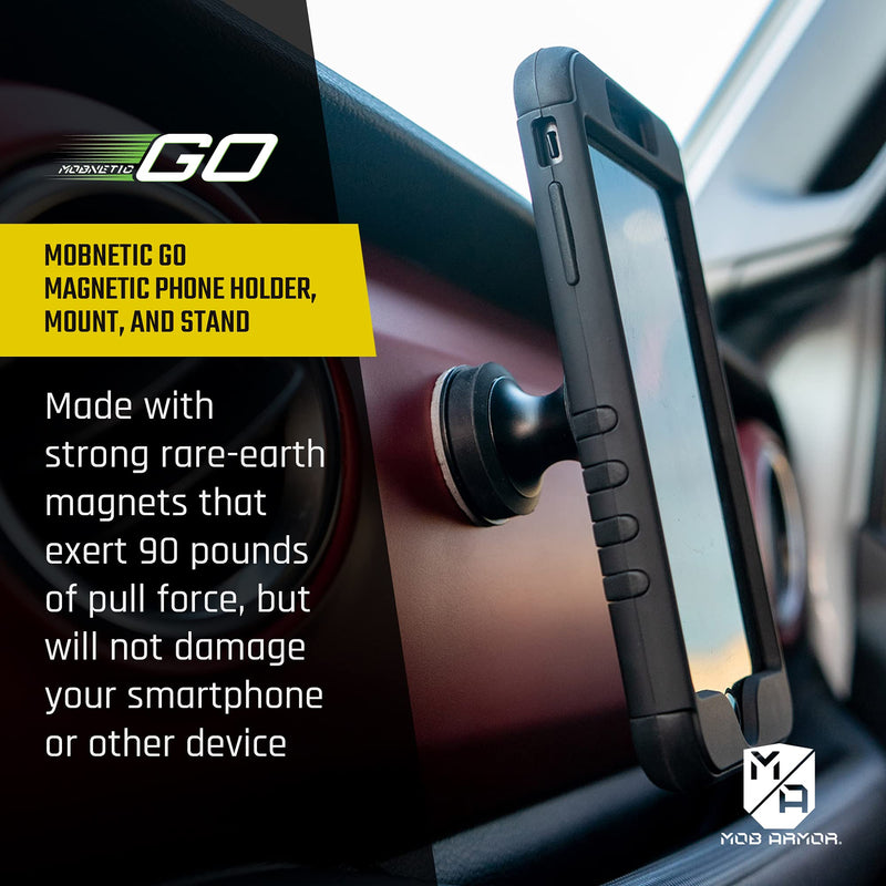 [Australia - AusPower] - Mob Armor MobNetic Go - Car Phone Holder - Magnetic Phone Mount for Car - Dashboard Holder for Cell Phone in Vehicle - Cellphone Stand with Dual Magnets - Compatible with iPhone and Android 