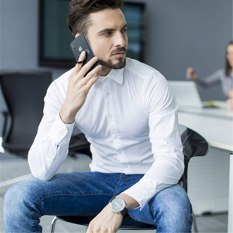 [Australia - AusPower] - Bat Phone Ring Stand Holder - OATSBASF Cell Phone Ring Holder Finger Grip 360 Degree Rotation Compatible with iPhone 12/11 Pro Max/SE 2020 and Other Smartphones（Black+Silver） Black+Silver 