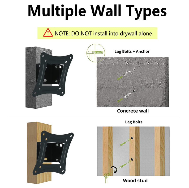 [Australia - AusPower] - Nuyoah Small TV Monitor Wall Mount for 14"-26" Monitor Computer, RV TV Mount for Camper Quick Release, Monitor Mount Bracket Tilt Low Profile VESA Wall Mount Hold up to 44lbs, Max VESA 100x100mm 