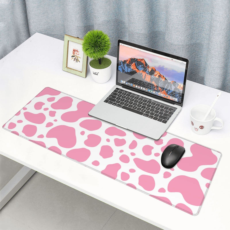 [Australia - AusPower] - Pink Cow Print Gaming Mouse Pad Large XL Desk Mat Long Extended Pads Big Mousepad for Home Office Decor Accessories 31.5 X 11.8 Inch Pink Cow Print 