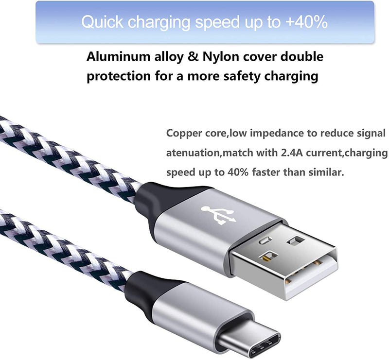[Australia - AusPower] - 5.4A Fast USB C Car Charger Adapter for Samsung Galaxy S22/S21+/S21/S20 FE/Plus/Ultra 5G/S10+/S10e/S9/Note 21/20/10/A52/A72/A51/A71, Quick Charge Dual Rapid Car Charger with 6ft Type C Charging Cable EB Q(Black and White2) 