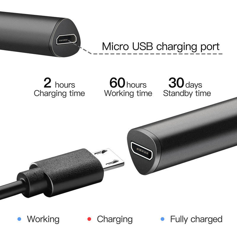 [Australia - AusPower] - Stylus with Palm Rejection, 4096 Pressure Sensitivity, Compatible with Surface Pro X/8/7+/7/6/5/4/3, Surface Book/Go/Laptop/Studio for Precise Writing/Drawing, Rechargeable (Black) Black 