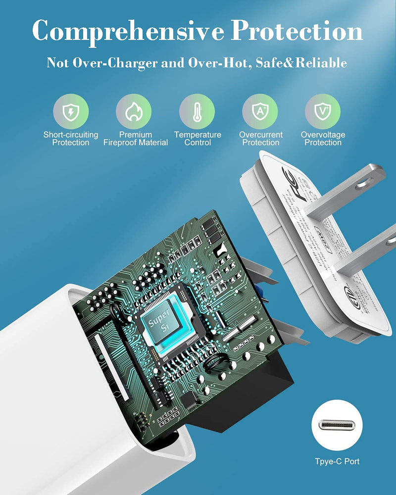 [Australia - AusPower] - [Apple MFi Certified] iPhone Fast Charger, Veetone 2 Pack 20W USB C Power Delivery Wall Charger Plug with 6FT Type C to Lightning Quick Charge Sync Cable for iPhone 13/12/11/XS/XR/X 8/SE/iPad/AirPods White 