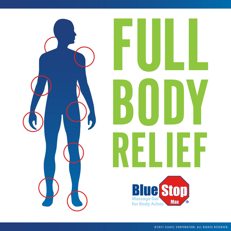 [Australia - AusPower] - Blue Stop Max Massage Gel and Muscle Rub Made with Aloe Vera, Emu Oil, and Menthol - Provides Muscle, Joint, and Body Ache Relief - Non-Greasy for Everyday Relief - 8 Oz Pump Bottle 8 Fl Oz (Pack of 1) 
