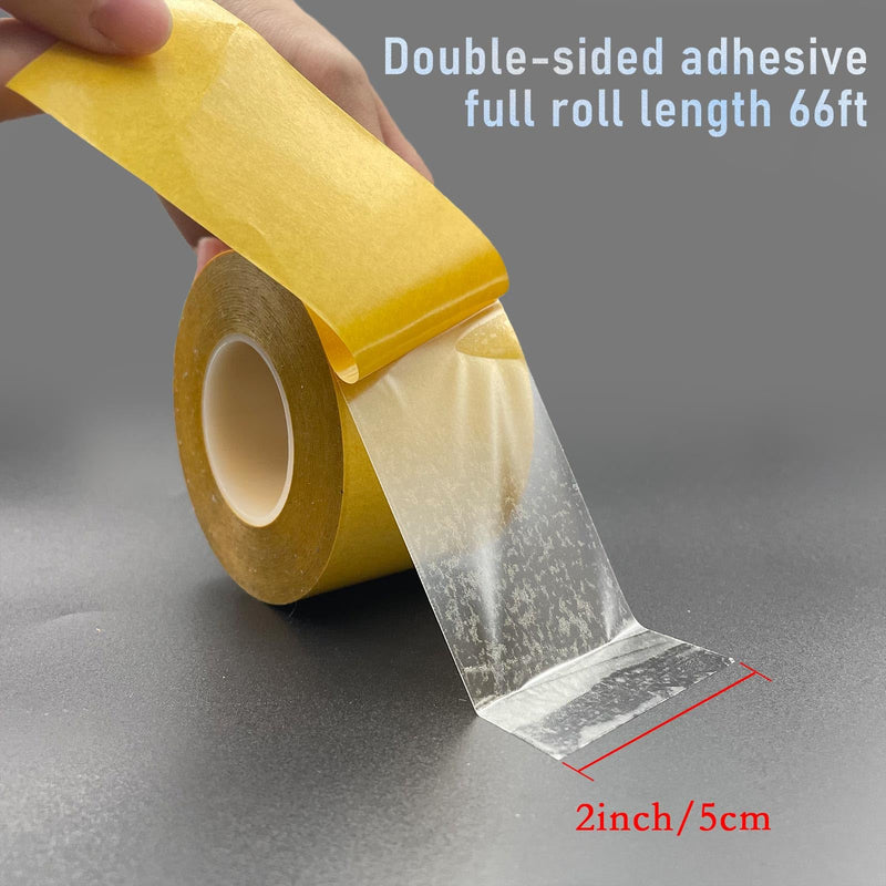 [Australia - AusPower] - YLTOLOO Double Sided Tape Heavy Duty, 2â€ x 66ft Ultra-Thin Clear Two Sided Tape, Strong Adhesive Mounting Tape for Arts & Crafts, Fix Carpet, Clothes, Woodworking, Photos, Scrapbook 2" 