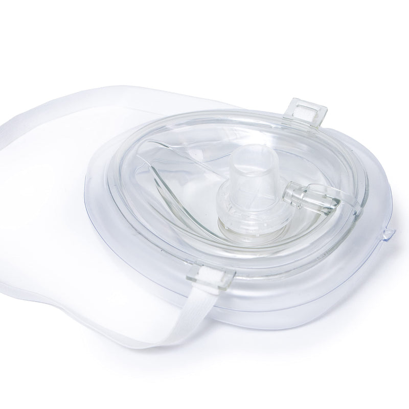 [Australia - AusPower] - Primacare RS-6845-5 Pack of 5 Single Valve CPR Rescue Mask in Red Hard Case, Adult/Child Pocket Resuscitator with Elastic Strap, Air Cushioned Edges, 6.5x4.8x1.6 inches 5 Count (Pack of 1) 