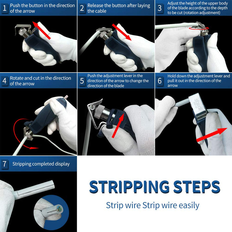 [Australia - AusPower] - stedi Round Cable Stripper, With Adjustable Cutting Depth, for Fast and Precise Jacket Removal Cable Stripper, Round Cable Slitter with Smooth Incision and No Damage to The Core, 0.18- 1'' MSP-30 